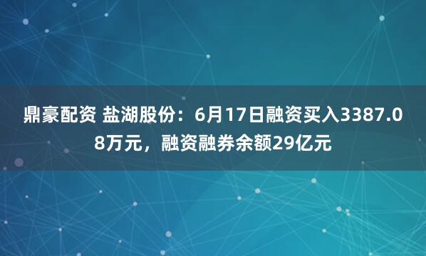 鼎豪配资 盐湖股份：6月17日融资买入3387.08万元，融资融券余额29亿元