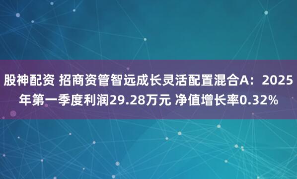 股神配资 招商资管智远成长灵活配置混合A：2025年第一季度利润29.28万元 净值增长率0.32%