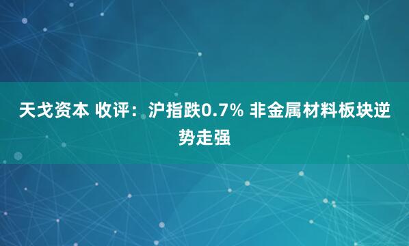 天戈资本 收评：沪指跌0.7% 非金属材料板块逆势走强